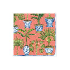 Potted Palms Coral Paper Cocktail Napkins - 20 Per Package