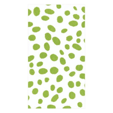 Spots Paper Linen Guest Towel Napkins in Green - 12 Per Package