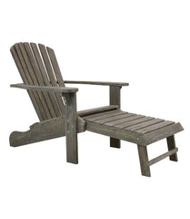 Grey Wash Eucalyptus Adirondack Chair with Built-in Stowaway Ottoman