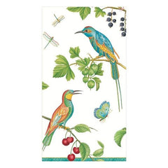 Jeweled Birds Paper Guest Towel Napkins in Ivory - 15 Per Package