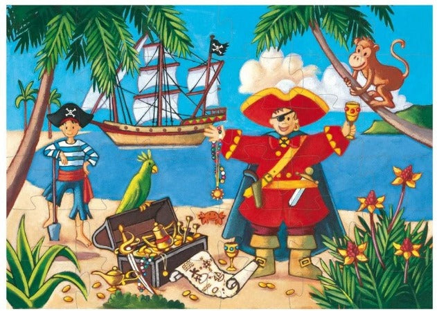 Pirate and his Treasure Silhouette Jigsaw Puzzle