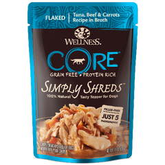 CORE Simply Shreds Mixer or Topper Tuna, Beef & Carrots 2.8 oz
