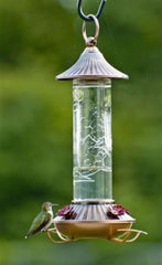 Embossed Glass Hummingbird Feeder