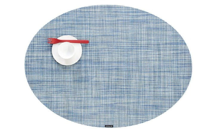 Chilewich Mini Basketweave Oval Table Mat Chambray