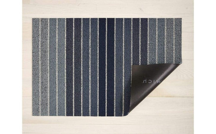 Chilewich Block Stripe Shag Floor Mat Denim 24"x36
