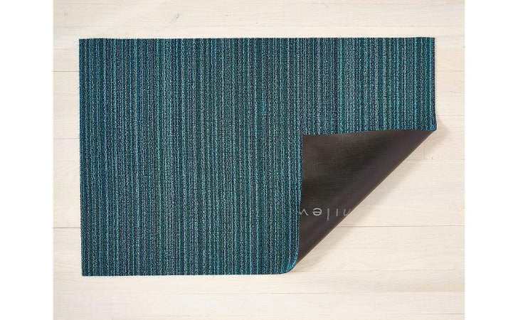 Chilewich Skinny Stripe Shag Mat Turquoise 24"x36"